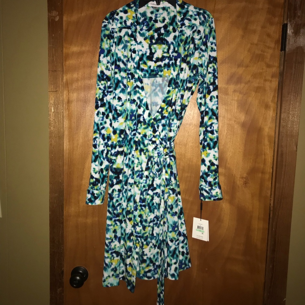 Calvin Klein Wrap Dress Long Sleeve 8 NWT